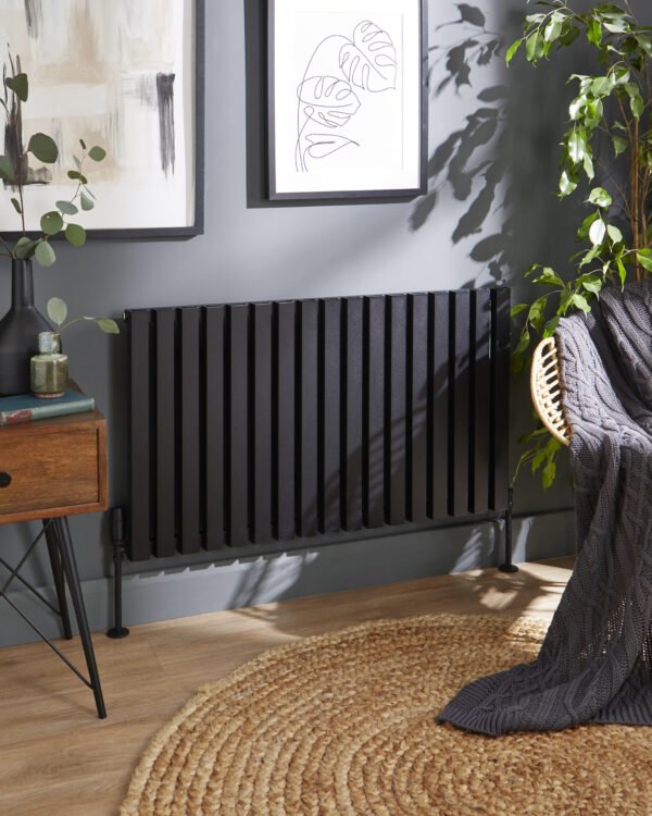 Kartell Hamilton Single Panel Horizontal Designer Radiator - Black