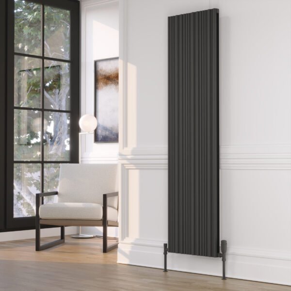 Kartell Quebec Single Panel Vertical Designer Radiator - Black