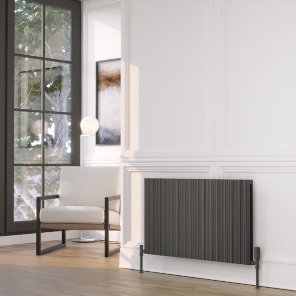 Kartell Quebec Double Panel Horizontal Designer Radiator - Grey