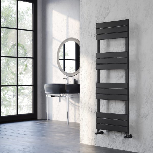Kartell Maple Straight Vertical Designer Heated Towel Rail - Black