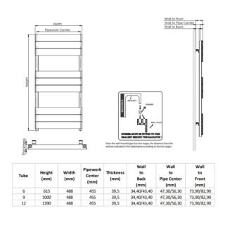 Kartell Maple Straight Vertical Designer Heated Towel Rail - Black - Image 2