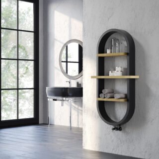 Kartell Vaughan Vertical Designer Heated Towel Rail - 1175mm X 500mm - Black - Image 2