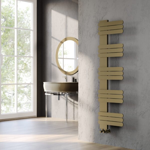 Kartell Manitoba Vertical Straight Designer Heated Towel Rail - Bronze