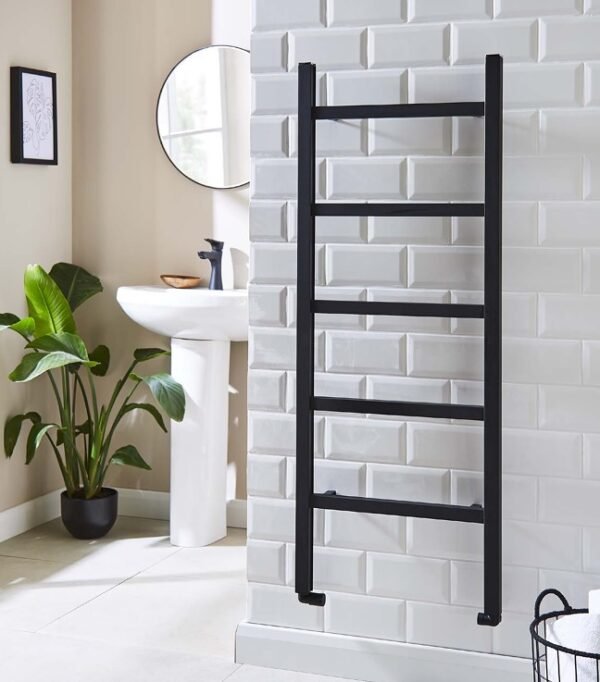 Kartell Welland Vertical Straight Heated Towel Rail - Black