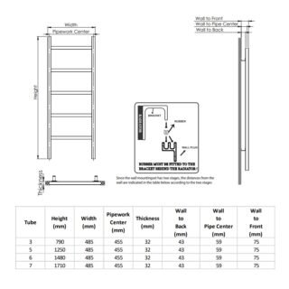 Kartell Welland Vertical Straight Heated Towel Rail - Black - Image 2