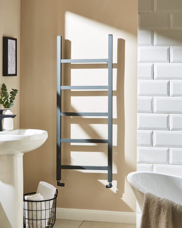 Kartell Welland Vertical Straight Heated Towel Rail - Grey