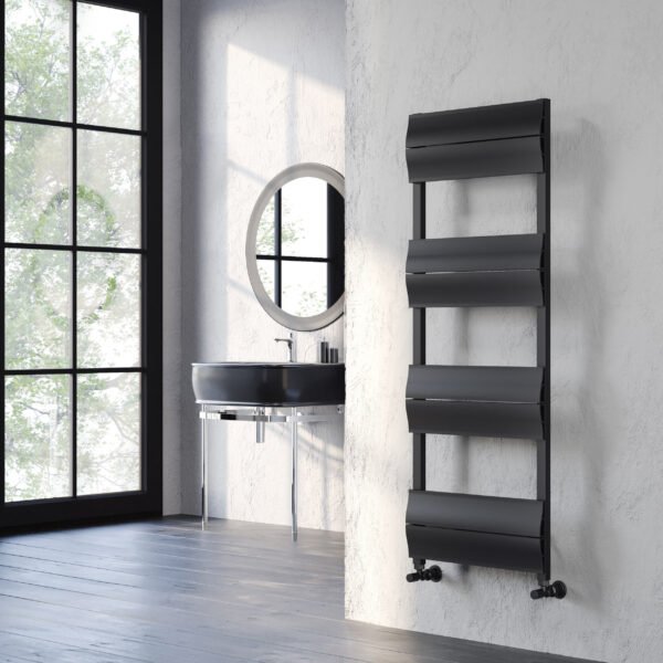 Kartell Abbotsford Vertical Designer Heated Towel Rail - Black