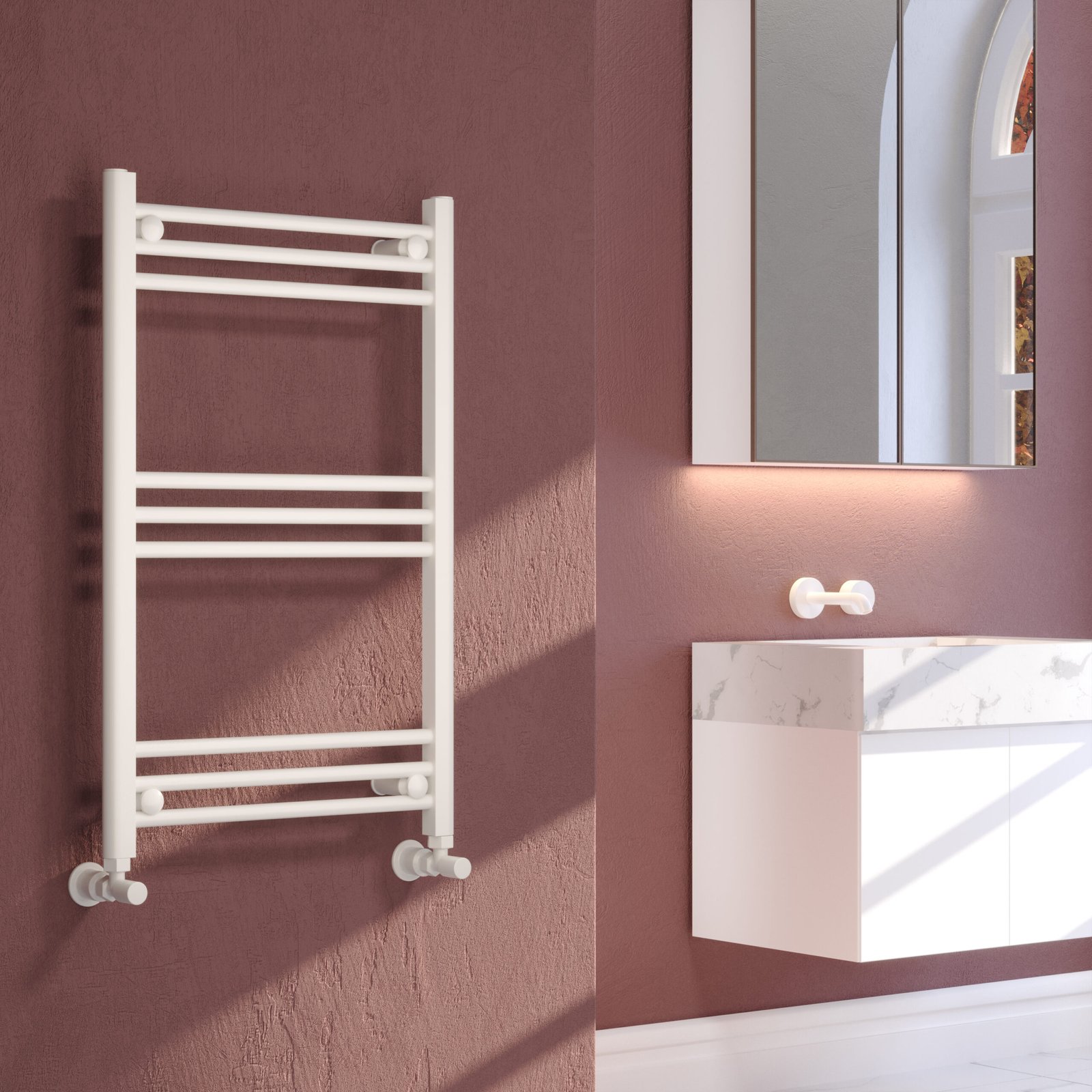 Kartell Ontario Vertical Heated Towel Rail - 780mm X 500mm - White