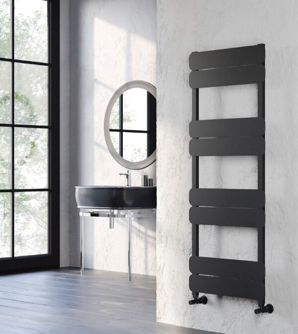 Kartell Canmore Straight Vertical Designer Heated Towel Rail - Black