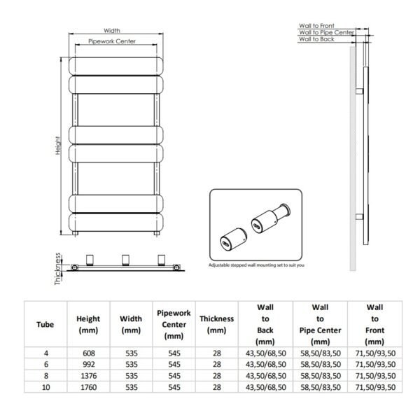 Kartell Canmore Straight Vertical Designer Heated Towel Rail - Grey - Image 2