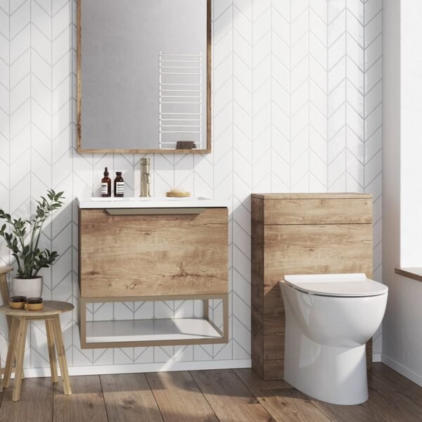 Scudo Ambience 1 Drawer LED Wall Hung Vanity Unit With Basin And Frame - 1 TH - Image 8