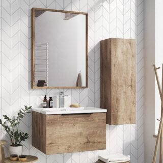Scudo Ambience 1 Drawer LED Wall Hung Vanity Unit With Basin And Frame - 1 TH - Image 11