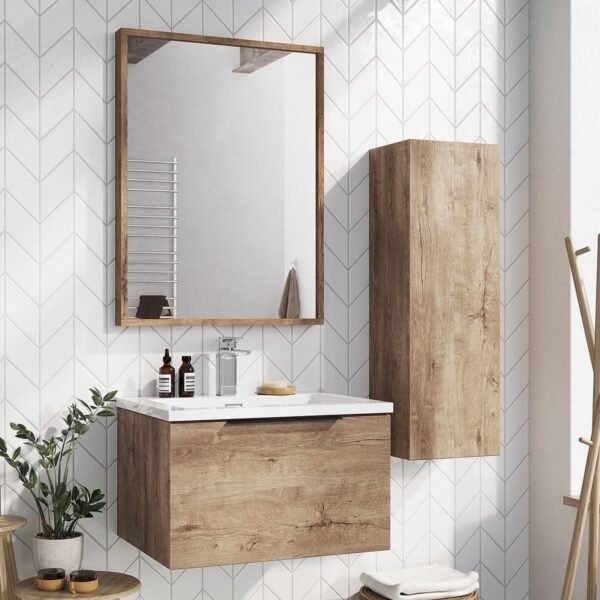 Scudo Ambience 1 Drawer LED Wall Hung Vanity Unit With Basin And Frame - 1 TH - Image 11