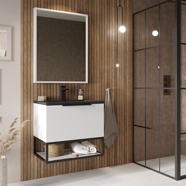 Scudo Ambience 1 Drawer LED Wall Hung Vanity Unit With Basin And Frame - 1 TH - Image 6