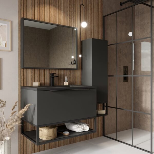 Scudo Ambience 1 Drawer LED Wall Hung Vanity Unit With Basin And Frame - 1 TH - Image 12