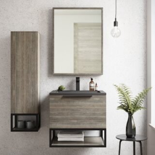 Scudo Ambience 1 Drawer LED Wall Hung Vanity Unit With Basin And Frame - 1 TH - Image 13