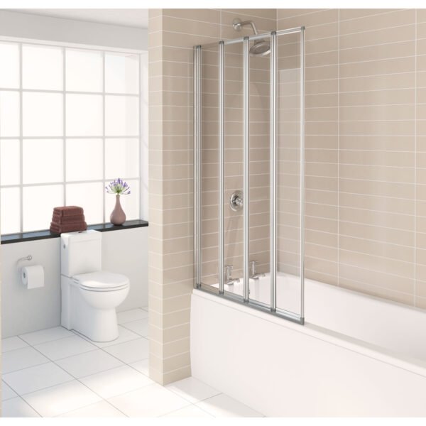 Kartell Aqualux 4 Fold Bath Screen - 3mm Glass - 1400mm x 844mm