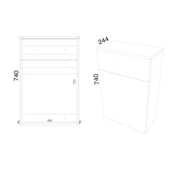 Kartell Arc Floor Standing WC Unit - 500mm Wide - Image 4