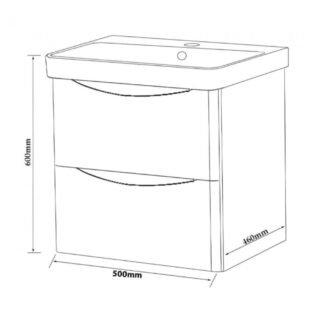 Kartell Arc 2 Drawer Wall Hung Vanity Unit With Basin - 470mm Wide - 1 TH - Image 2