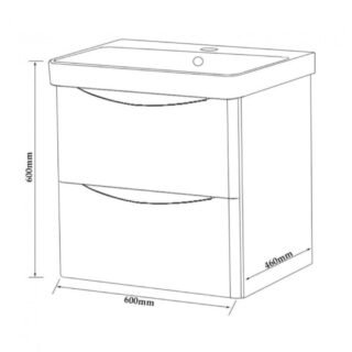 Kartell Arc 2 Drawer Wall Hung Vanity Unit With Basin - 570mm Wide - 1 TH - Image 2