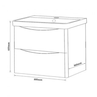 Kartell Arc 2 Drawer Wall Hung Vanity Unit With Basin - 770mm Wide - 1 TH - Image 2