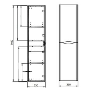 Kartell Arc 2 Door Wall Hung Tall Storage Unit - 1400mm High - Image 3