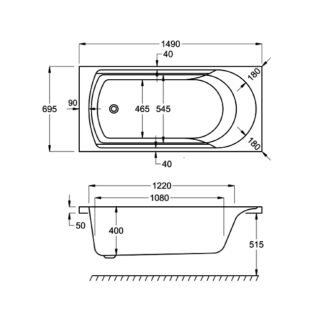 Kartell Ark Single Ended Bath With Legs - No TH - Gloss White - Image 2