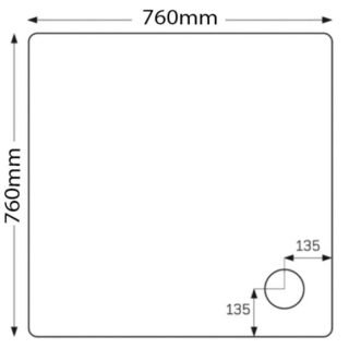 Kartell JT Fusion Just Trays Anti Slip Square Shower Tray With Waste - 760mm x 760mm - White - Image 3