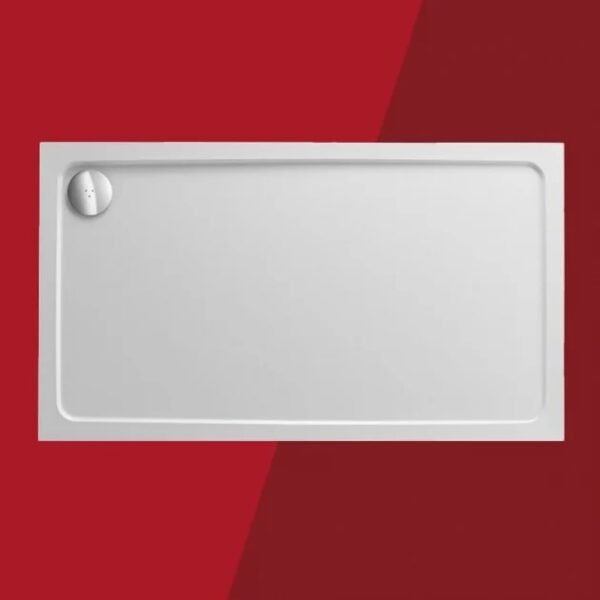 Kartell JT Fusion Just Trays Anti Slip Rectangular Shower Tray With Waste - White - Image 2