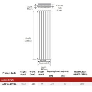 Kartell Aspen Vertical Single Panel Vertical Designer Radiator - Textured Grey - Image 5