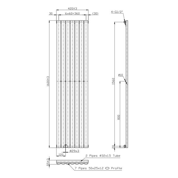 Kartell Aspen Vertical Single Panel Vertical Designer Radiator - White - Image 4