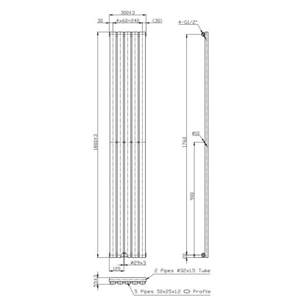 Kartell Aspen Vertical Single Panel Vertical Designer Radiator - White - Image 3