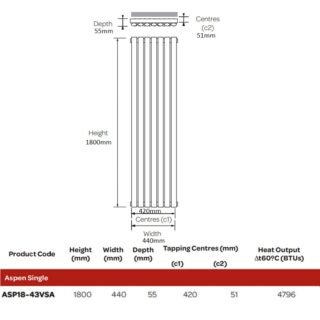 Kartell Aspen Vertical Single Panel Vertical Designer Radiator - Textured Grey - Image 7