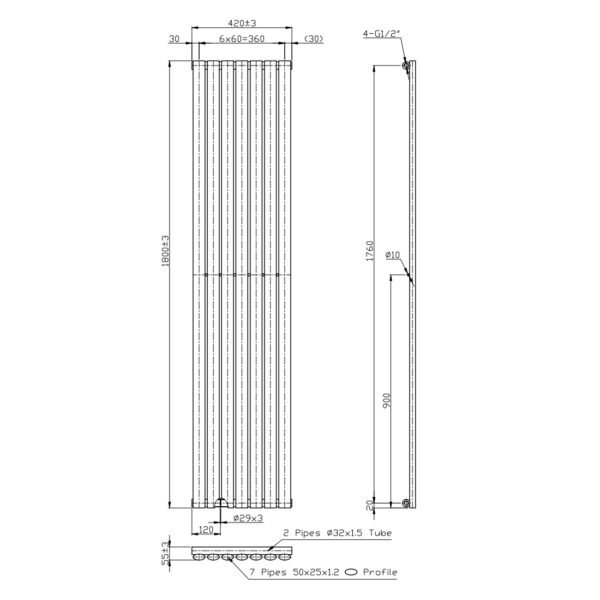 Kartell Aspen Vertical Single Panel Vertical Designer Radiator - White - Image 2