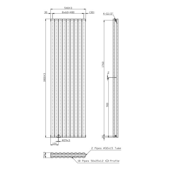 Kartell Aspen Vertical Double Panel Vertical Designer Radiator - White - Image 6