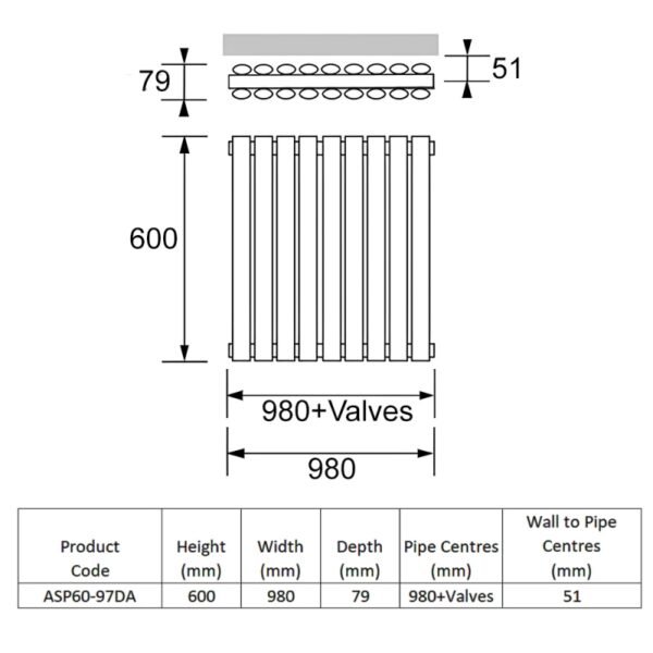 Kartell Aspen Double Panel Horizontal Designer Radiator - Textured Grey - Image 6