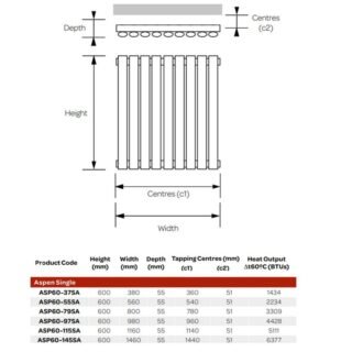 Kartell Aspen Single Panel Horizontal Designer Radiator - Textured Grey - Image 6