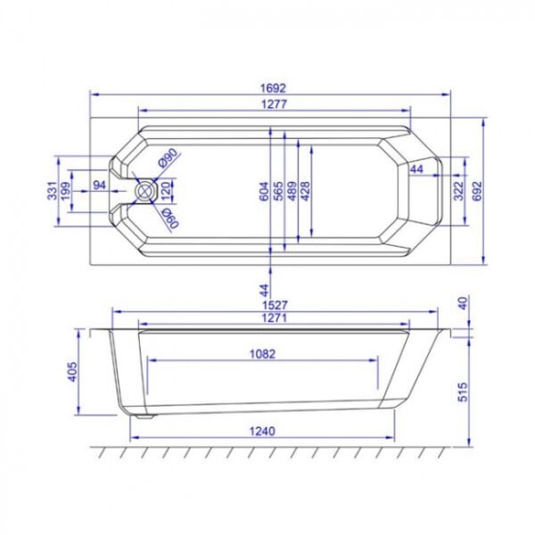 Kartell Astlea Single Ended Bath With Legs - 1700mm x 700mm - No TH - Gloss White - Image 2