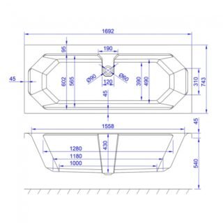 Kartell Astlea Duo Double Ended Bath With Legs - No TH - Gloss White - Image 3