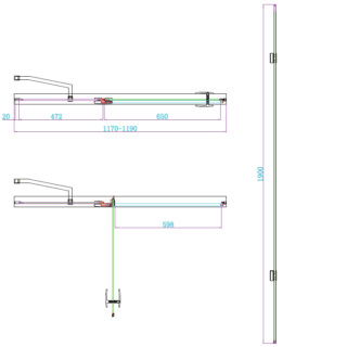 Scudo Athena Recessed Frameless Hinged Shower Door With In Line Panel - 6mm - Matt Black - Image 4