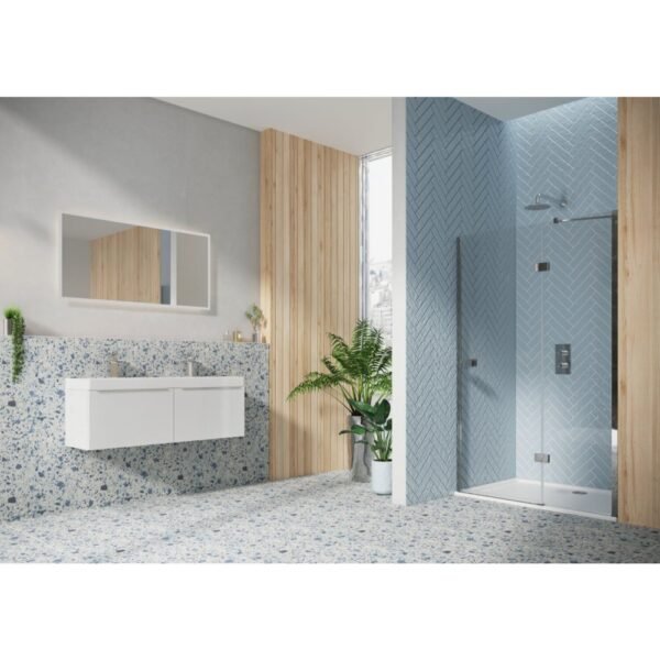 Scudo Athena Recessed Frameless Hinged Shower Door With In Line Panel - 6mm - Chrome