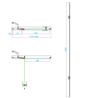 Scudo Athena Recessed Frameless Hinged Shower Door With In Line Panel - 6mm - Matt Black - Image 2