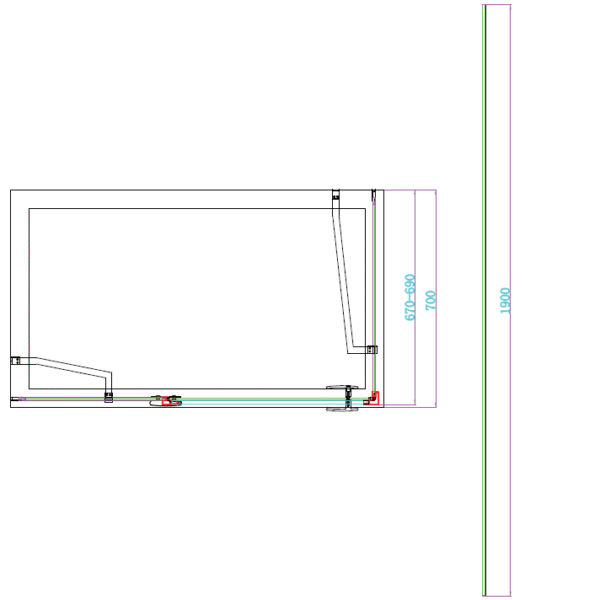 Scudo Athena Frameless Hinged Shower Door With In Line And Side Panel - 6mm - Matt Black - Image 2