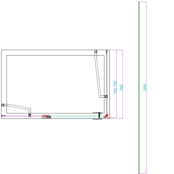 Scudo Athena Frameless Hinged Shower Door With In Line And Side Panel - 6mm - Matt Black - Image 3