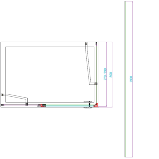 Scudo Athena Frameless Hinged Shower Door With In Line And Side Panel - 6mm - Matt Black - Image 4