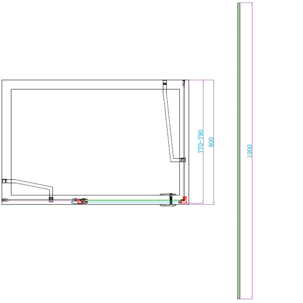 Scudo Athena Frameless Hinged Shower Door With In Line And Side Panel - 6mm - Matt Black - Image 4