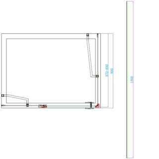 Scudo Athena Frameless Hinged Shower Door With In Line And Side Panel - 6mm - Matt Black - Image 5