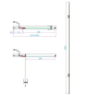 Scudo Athena Recessed Frameless Hinged Shower Door With In Line Panel - 6mm - Matt Black - Image 3