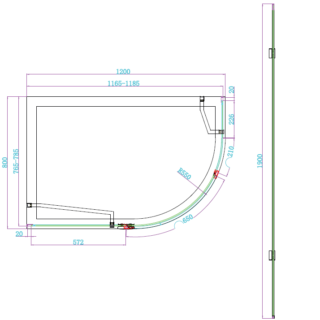 Scudo Athena 1 Door Offset Quadrant Shower Enclosure - 6mm - Matt Black - Image 2