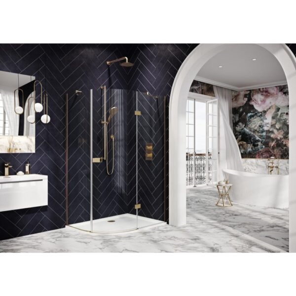 Scudo Athena 1 Door Offset Quadrant Shower Enclosure - 6mm - Brushed Brass